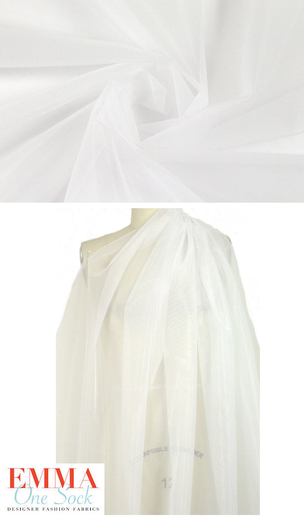 sheer nylon mesh, no stretch - white 1.75 yds