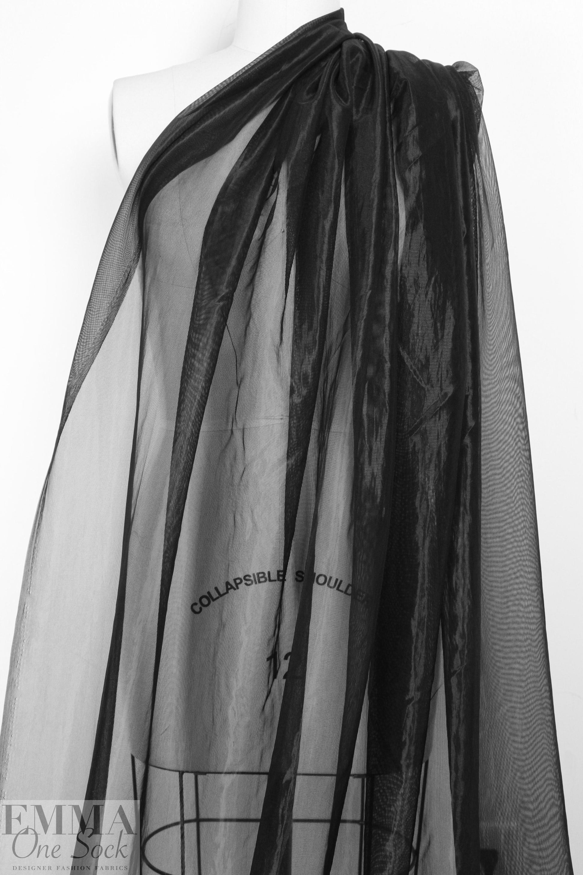 sheer nylon mesh, no stretch - black