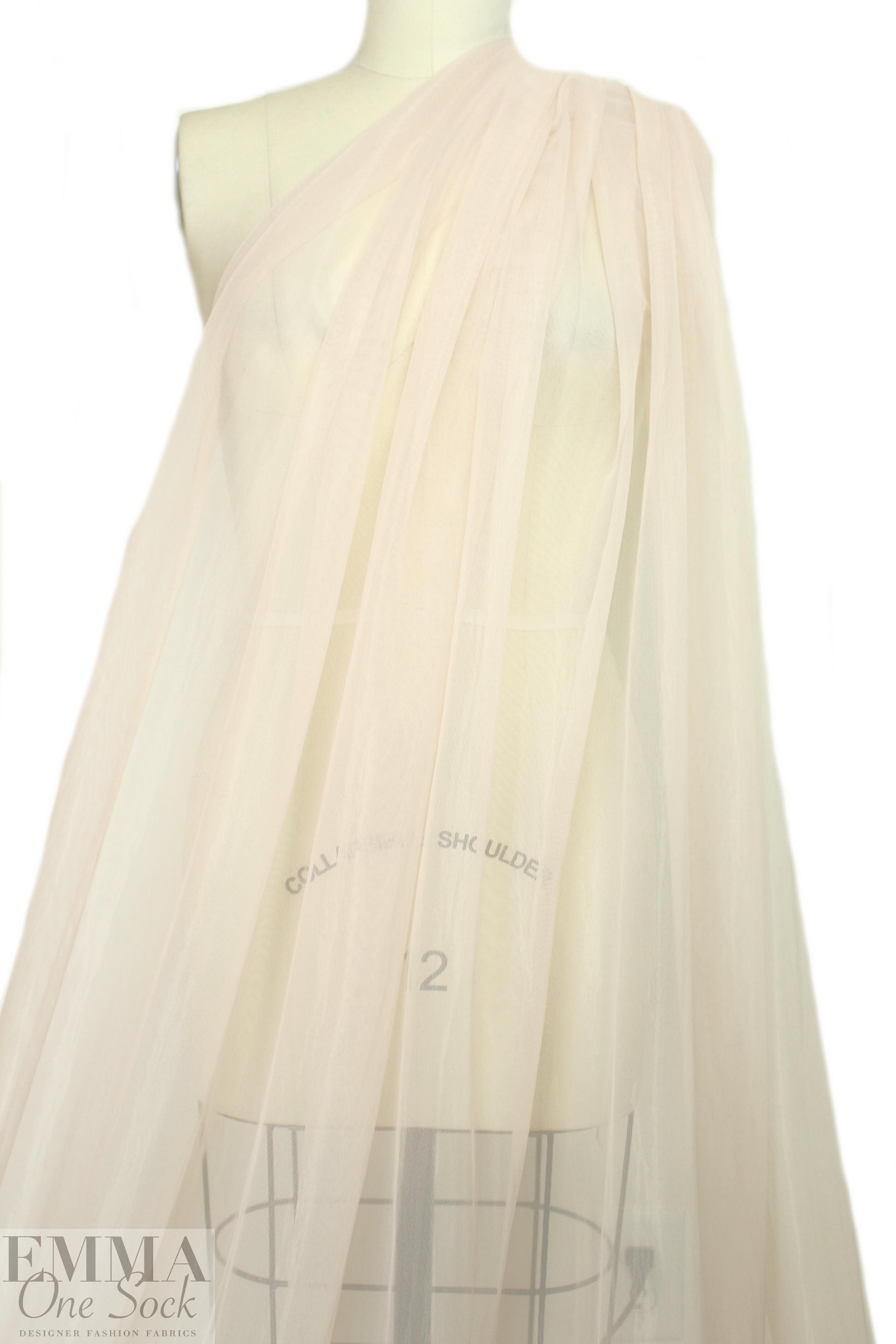 sheer nylon mesh, no stretch - light blush