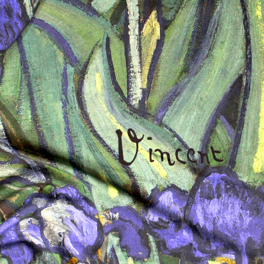 'Vincent's Irises' Dutch digital cotton brushed French terry panel, Oeko-Tex cert.