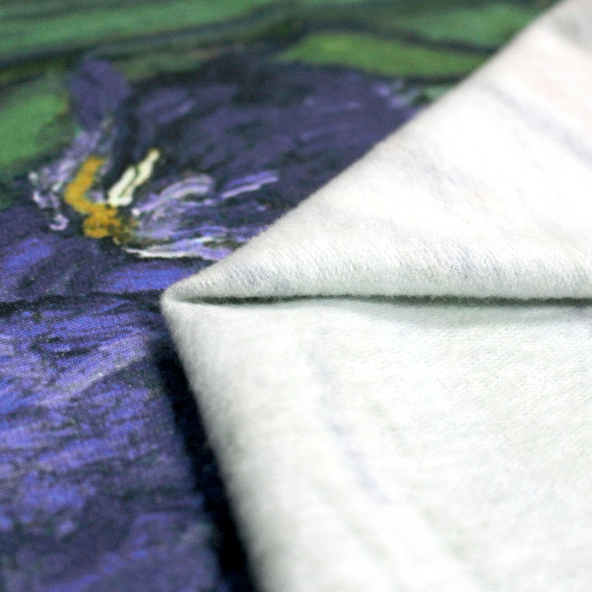 'Vincent's Irises' Dutch digital cotton brushed French terry panel, Oeko-Tex cert.