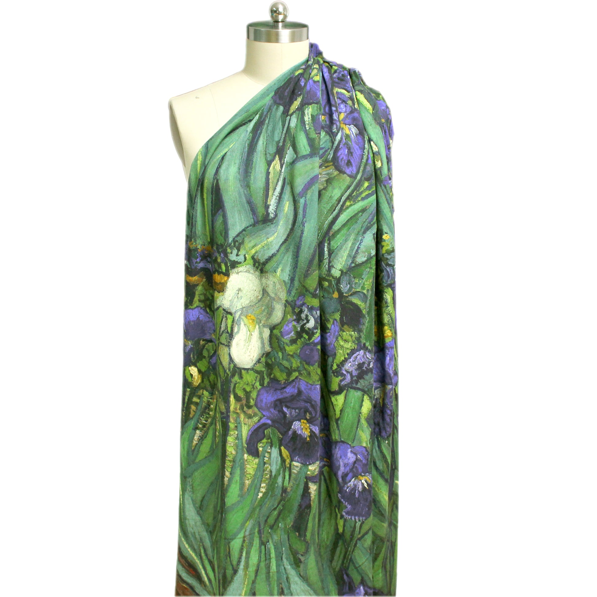 'Vincent's Irises' Dutch digital cotton brushed French terry panel, Oeko-Tex cert.