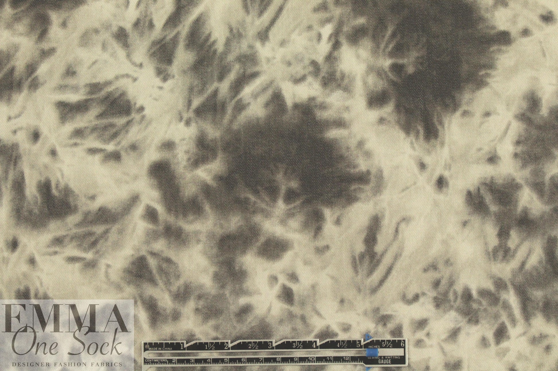 Italian tie dye printed stretch denim - smoke 2.5 yd