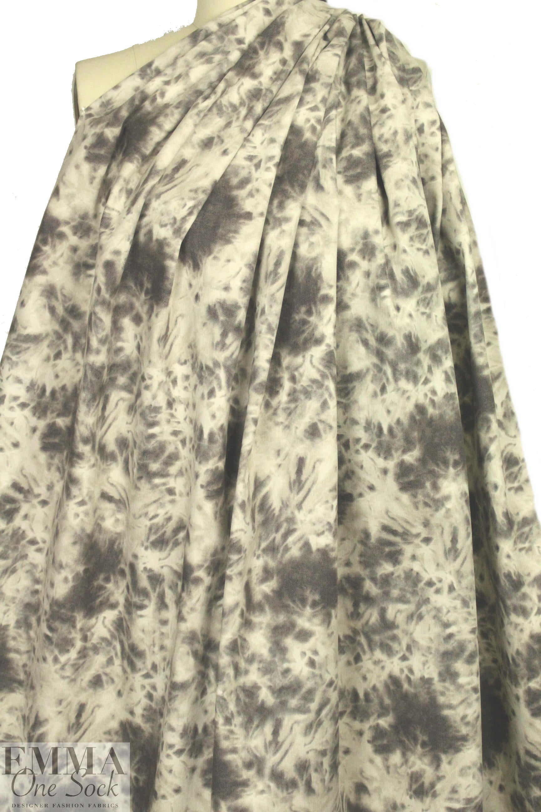 Italian tie dye printed stretch denim - smoke