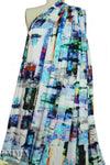 Italian digital viscose knit - turquoise abstract 1.66 yd