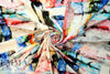 Italian digital viscose knit - red/blue abstract