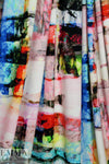 Italian digital viscose knit - red/blue abstract