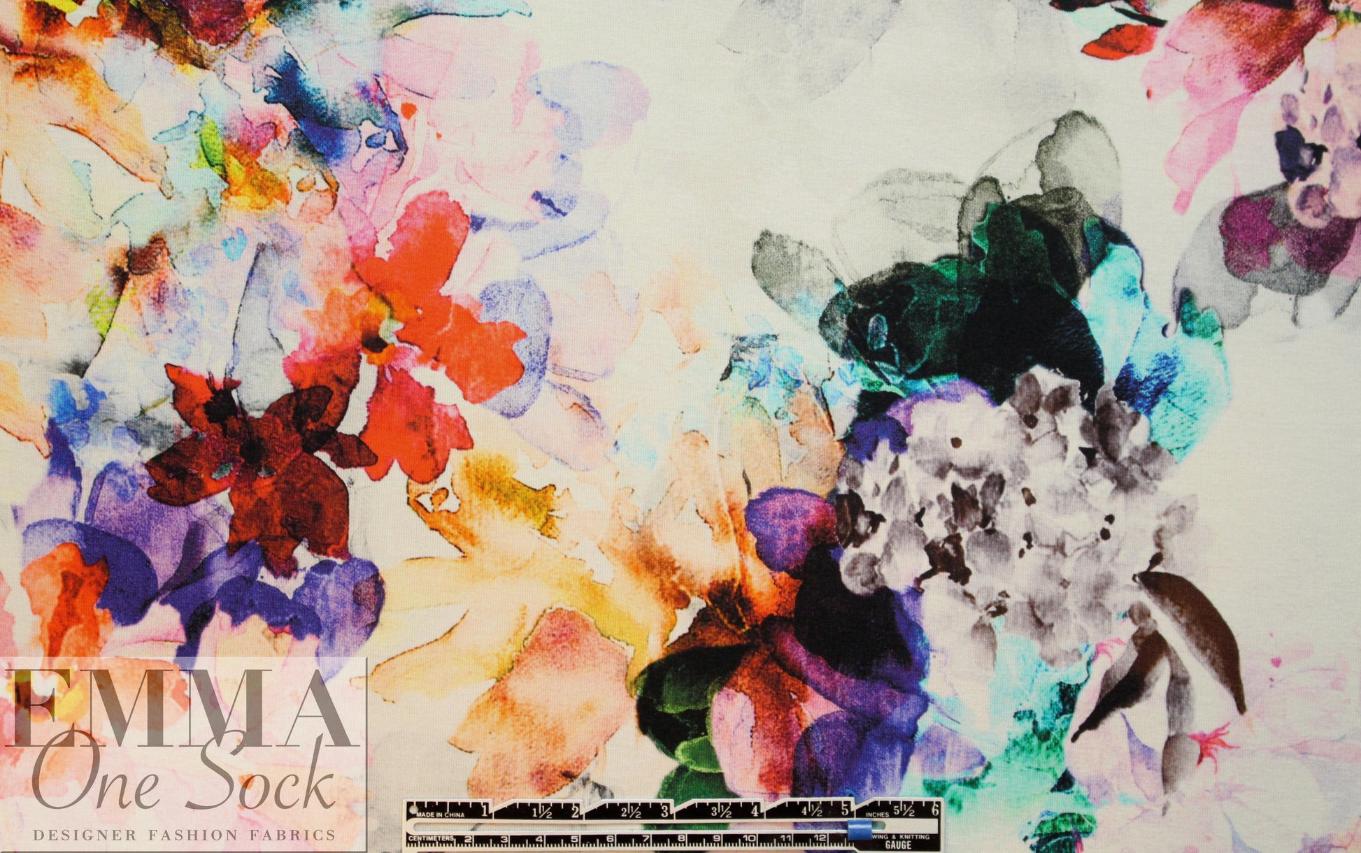 Italian digital viscose knit - artist's floral 1 yard