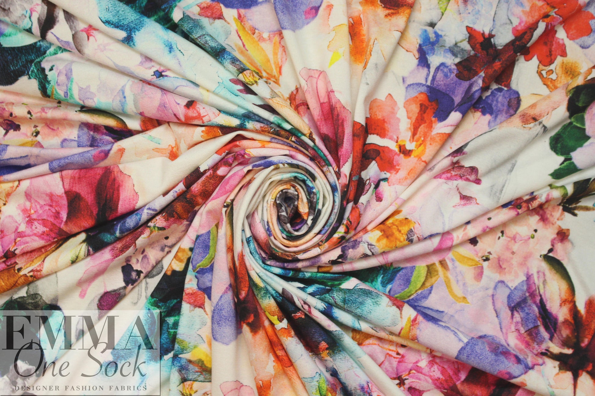 Italian digital viscose knit - artist's floral 1 yard