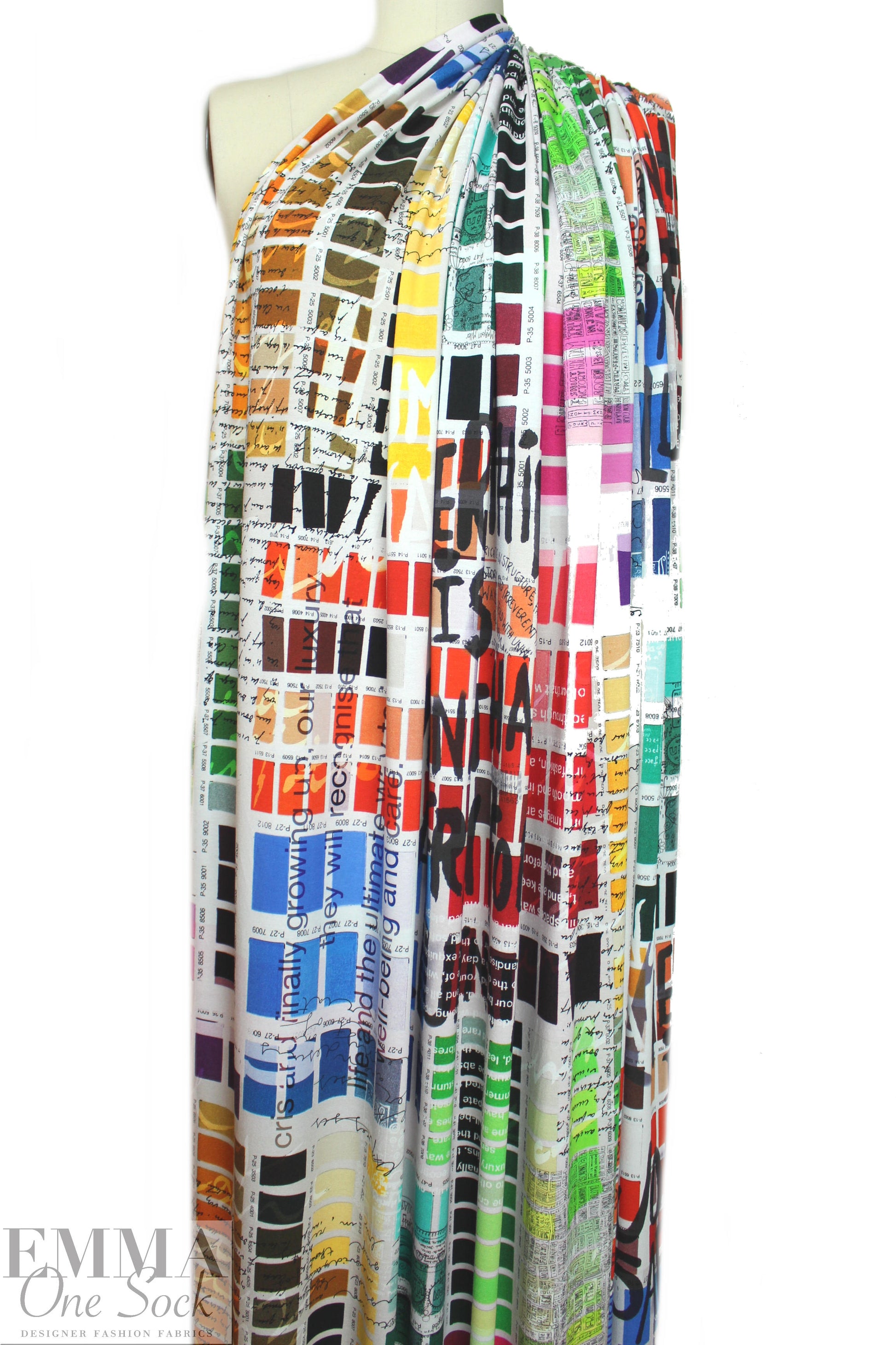 Italian digital viscose knit - color story, brights 1.875 yd