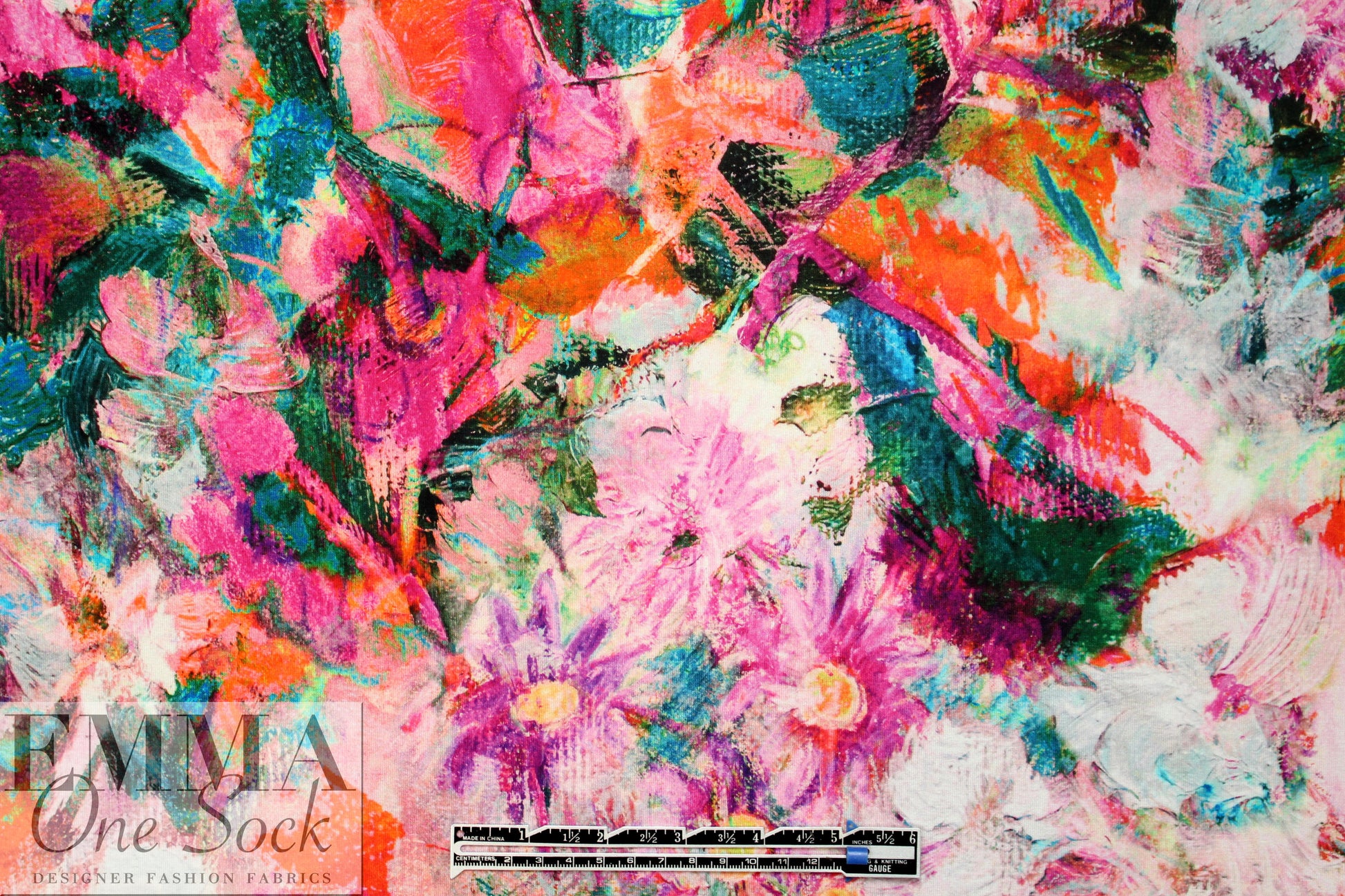Italian digital viscose knit - painted blooms 1.875 yds
