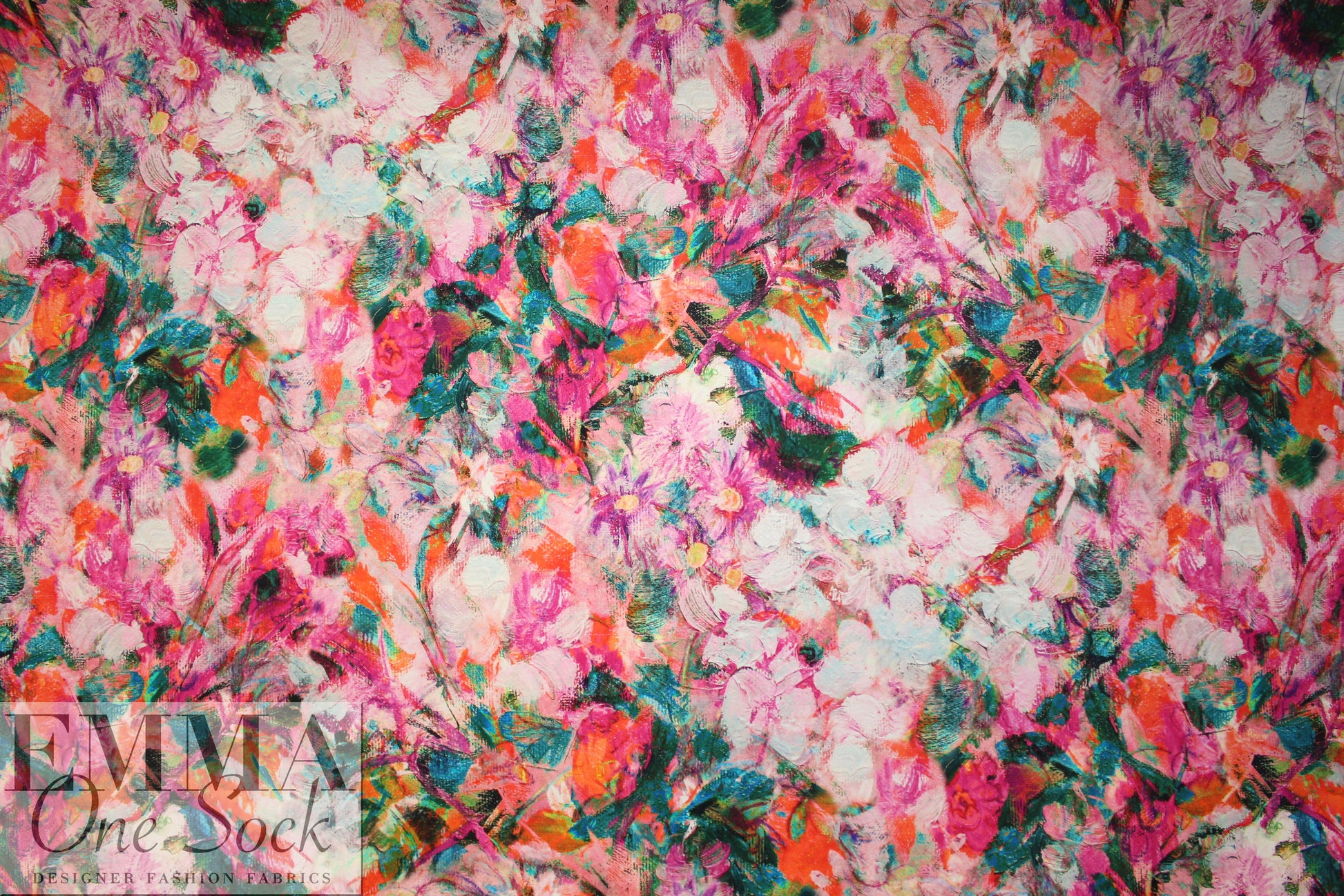 Italian digital viscose knit - painted blooms 1.625 yd