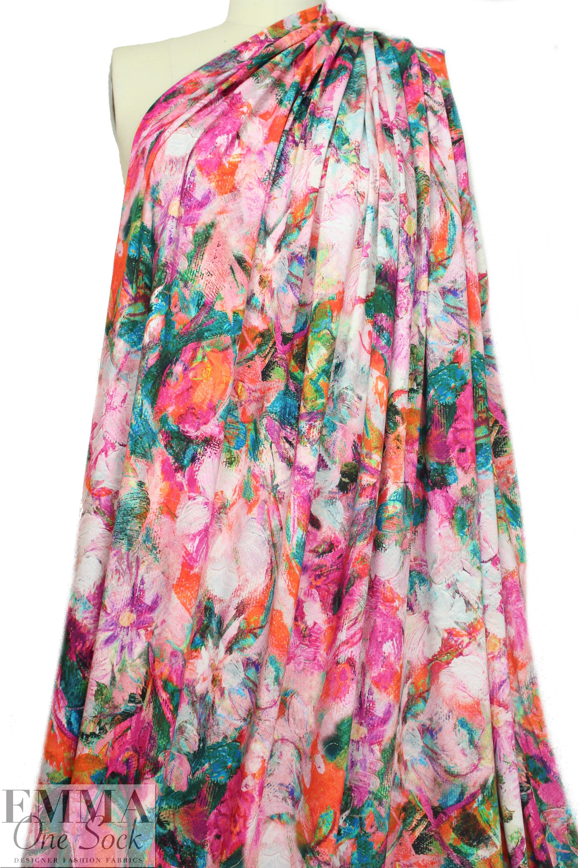 Italian digital viscose knit - painted blooms