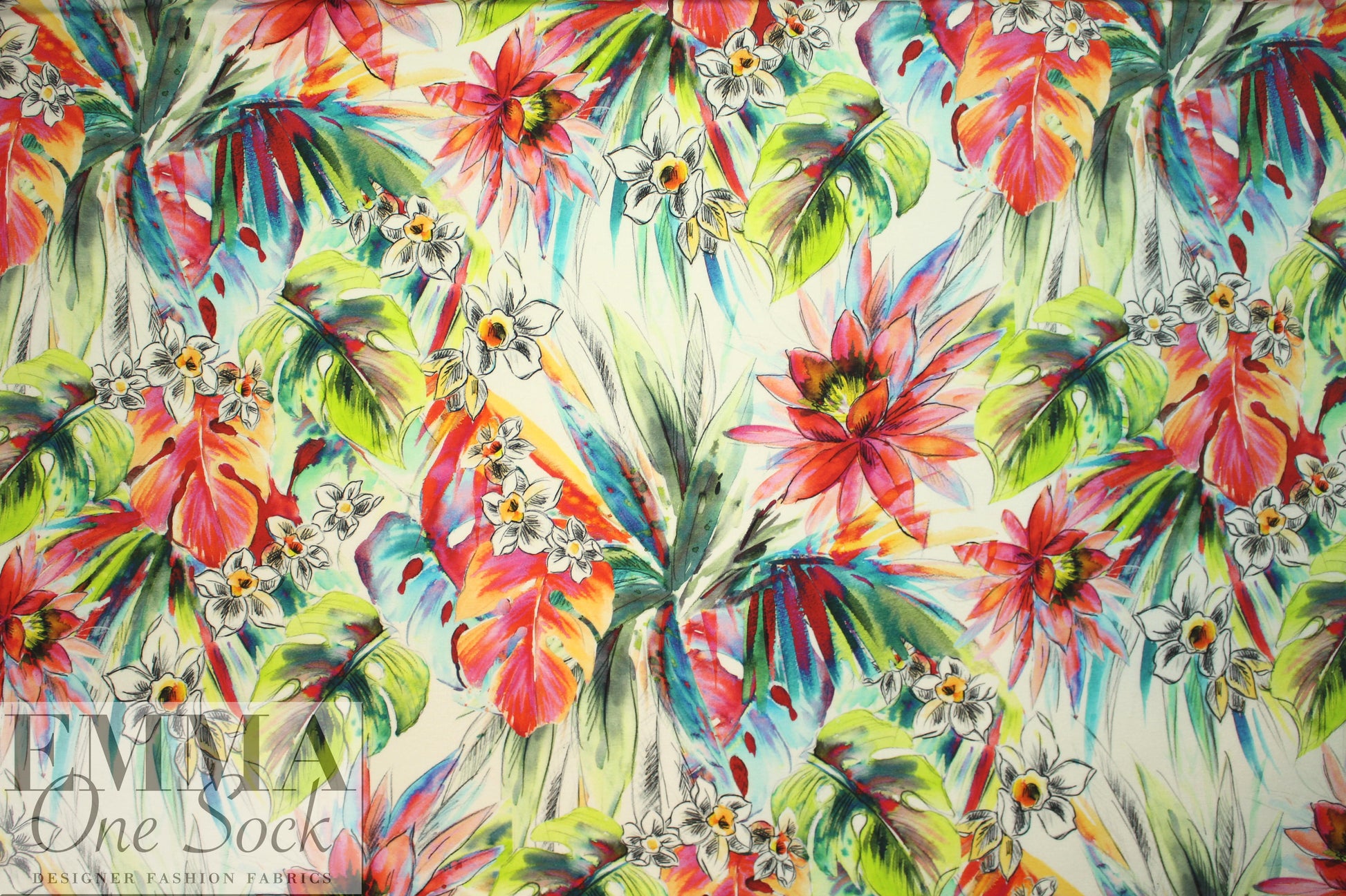 Italian digital viscose knit - floral sketch 1.75 yd