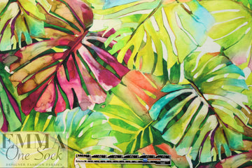 Italian digital viscose knit - monstera leaves