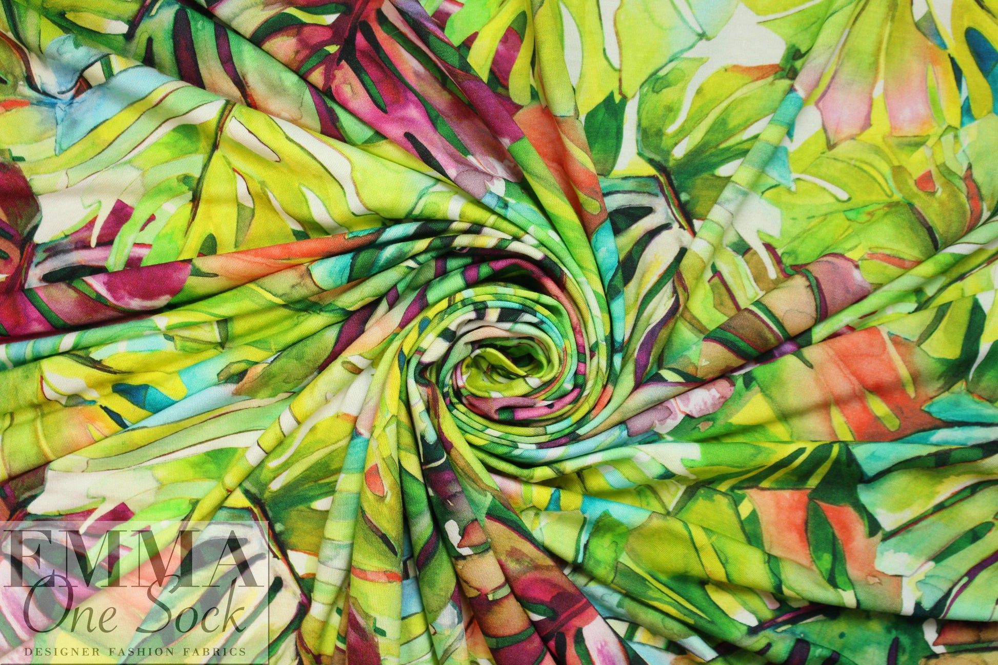 Italian digital viscose knit - monstera leaves