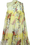 Italian digital viscose knit - lemon stripe botanical