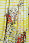 Italian digital viscose knit - lemon stripe botanical