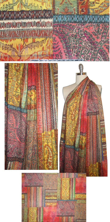 Italian persian patchwork visc/lycra knit