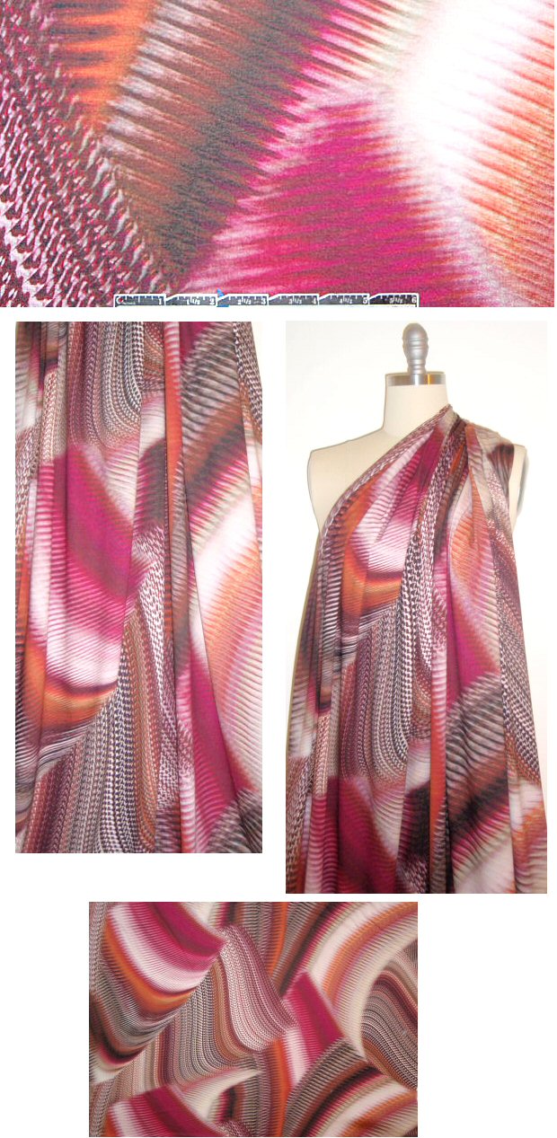 Italian zippery techno abstract visc/lycra knit 1.75 yd
