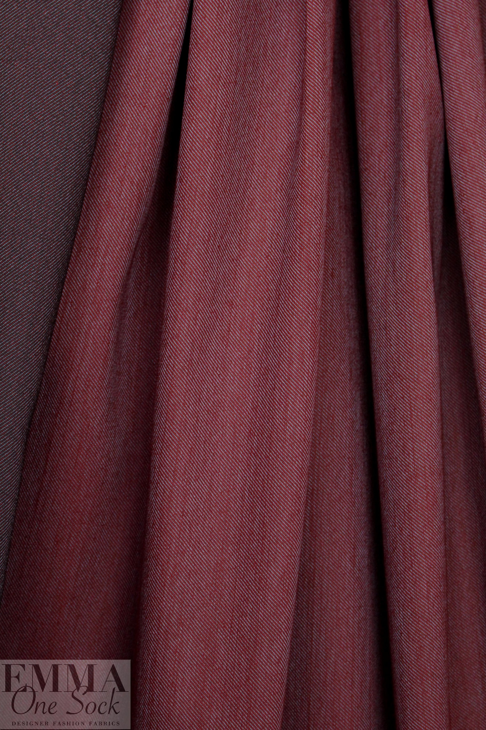 Italian stretch cotton blend denim - wine 2.5 yds