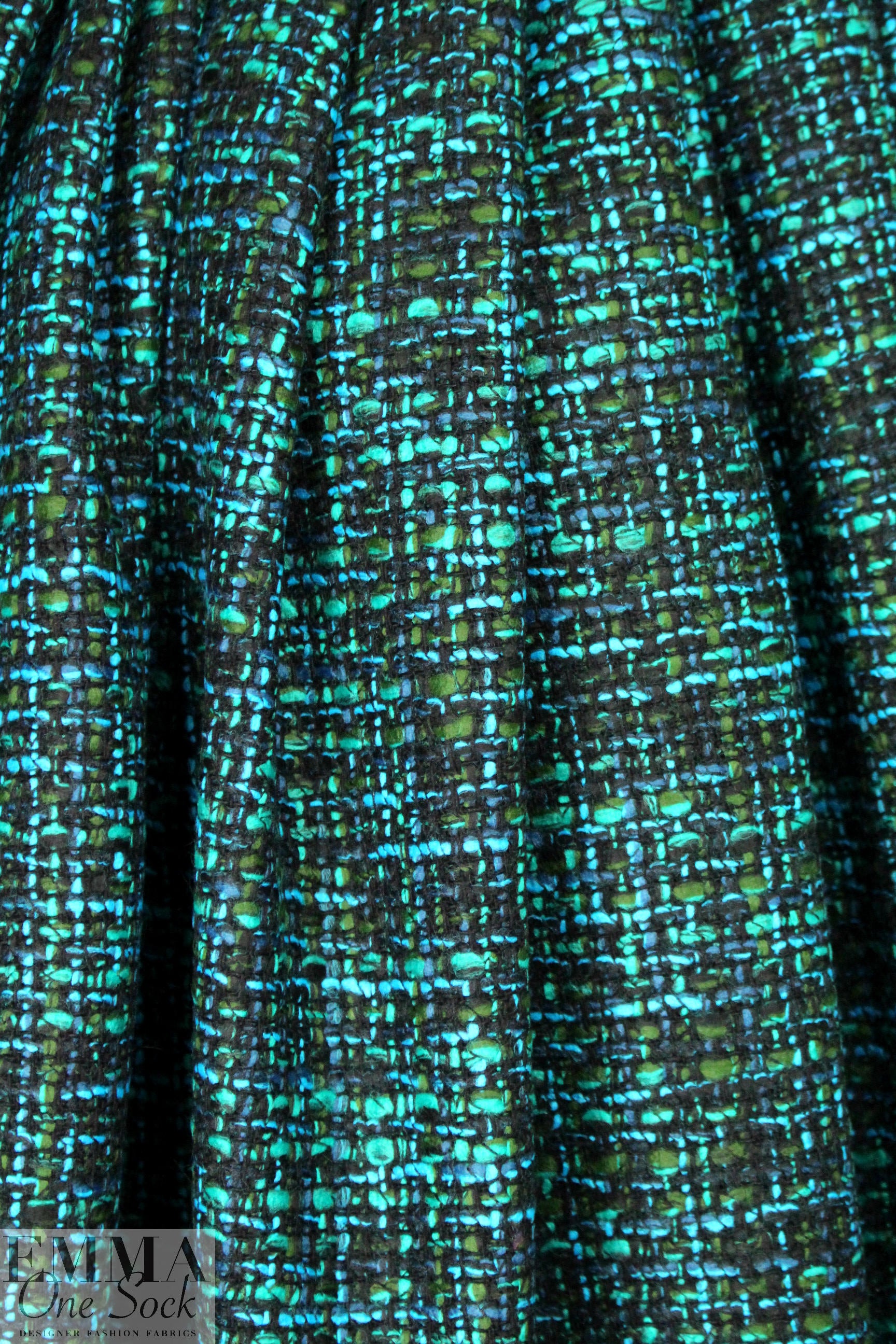 Italian turq/olive tweed wool blend woven