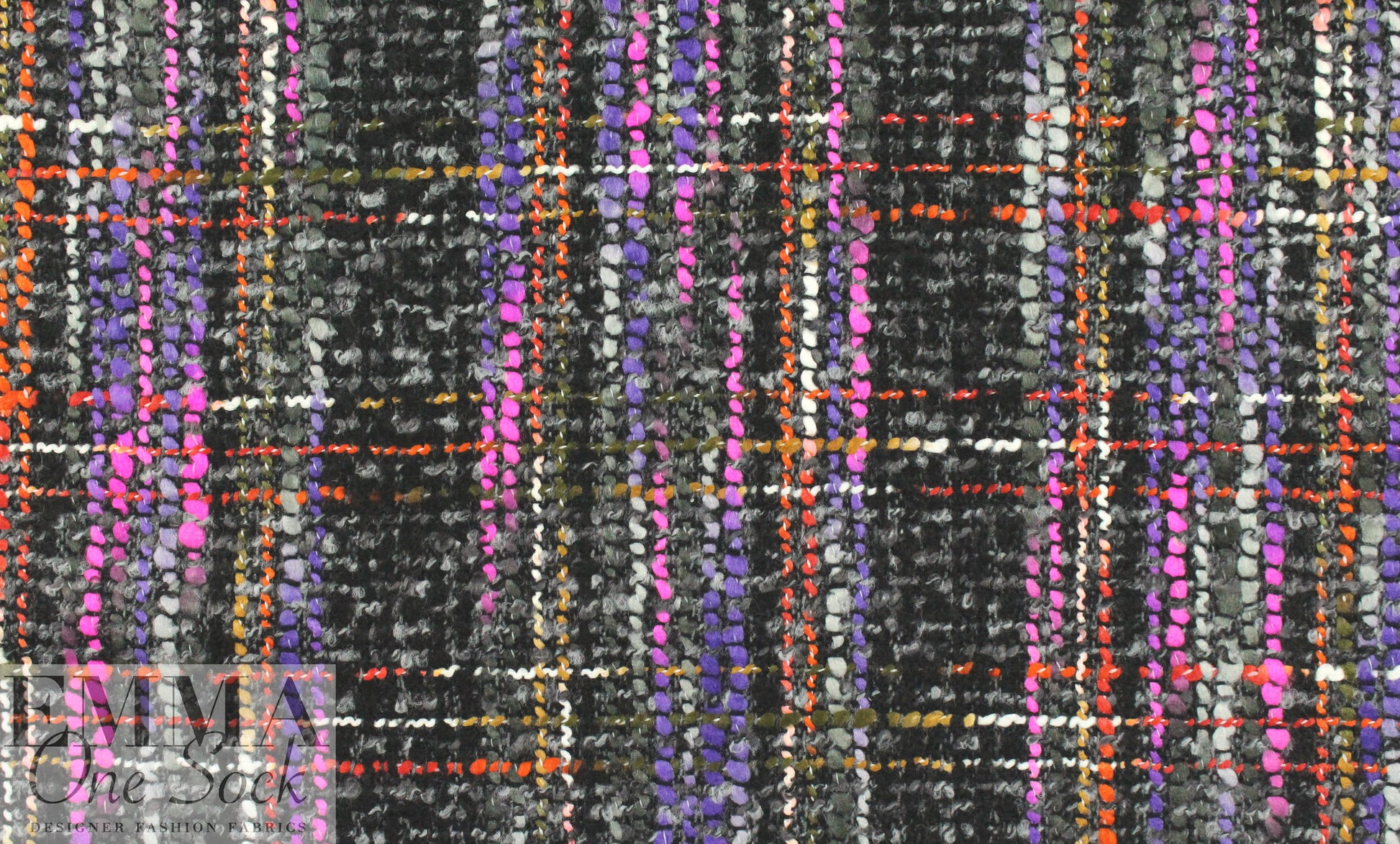 Italian purple/hot pink tweed wool blend woven