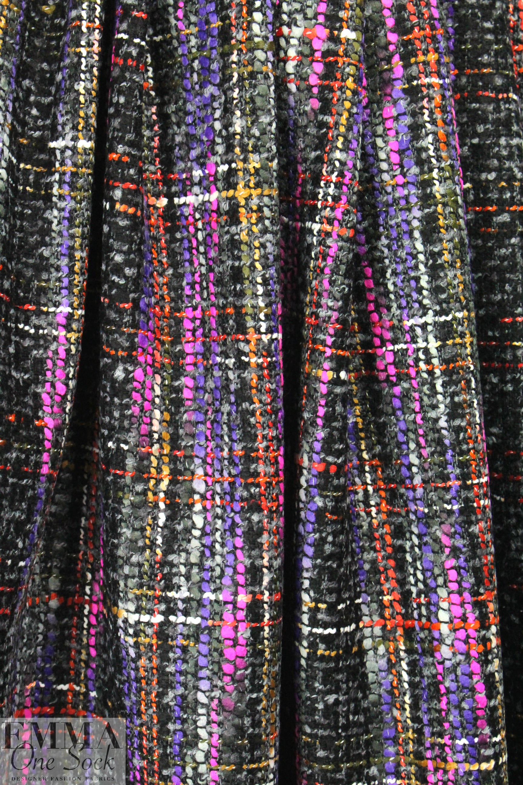 Italian purple/hot pink tweed wool blend woven