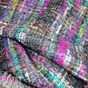 Italian turq/hot pink tweed wool blend woven
