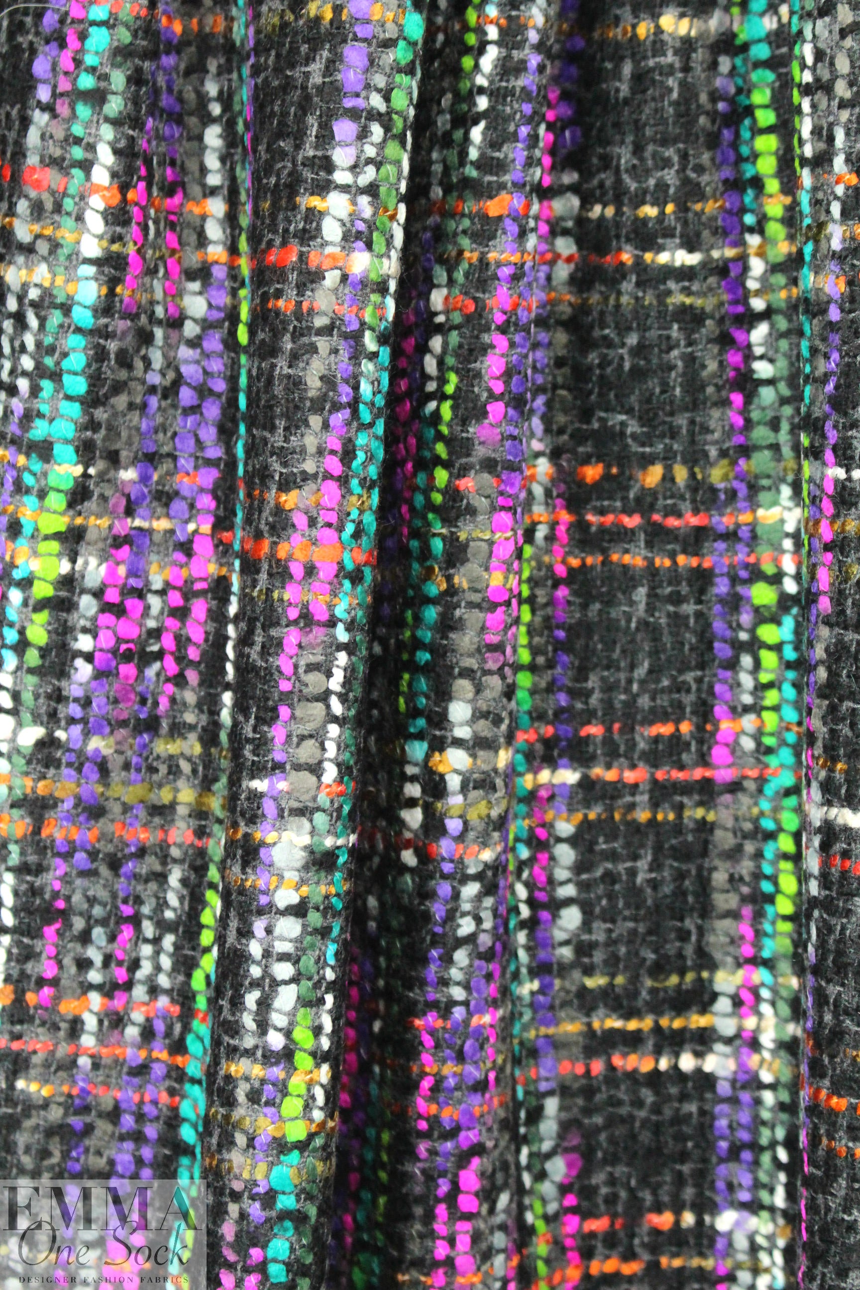 Italian turq/hot pink tweed wool blend woven