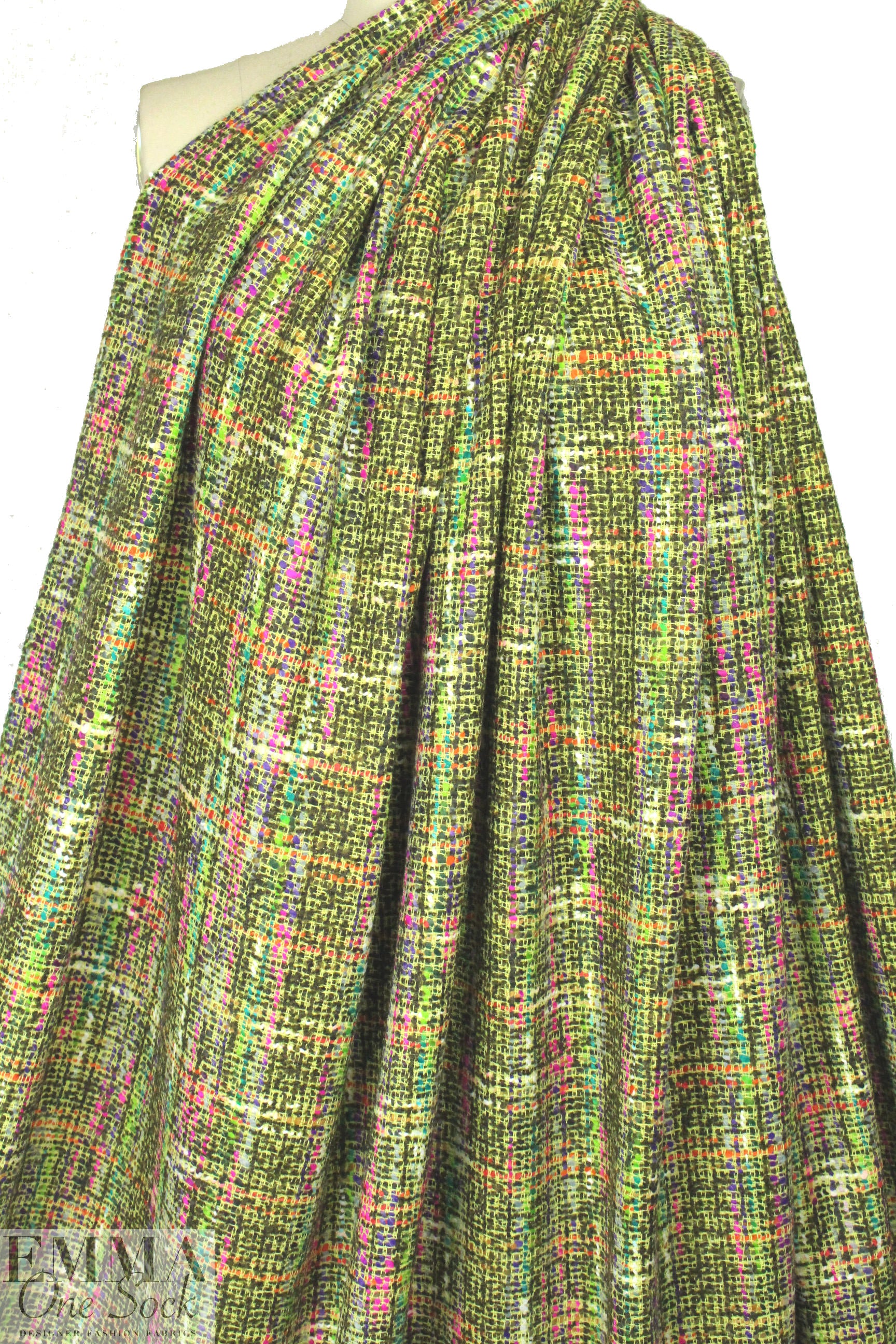 Italian kiwi/loden tweed wool blend woven