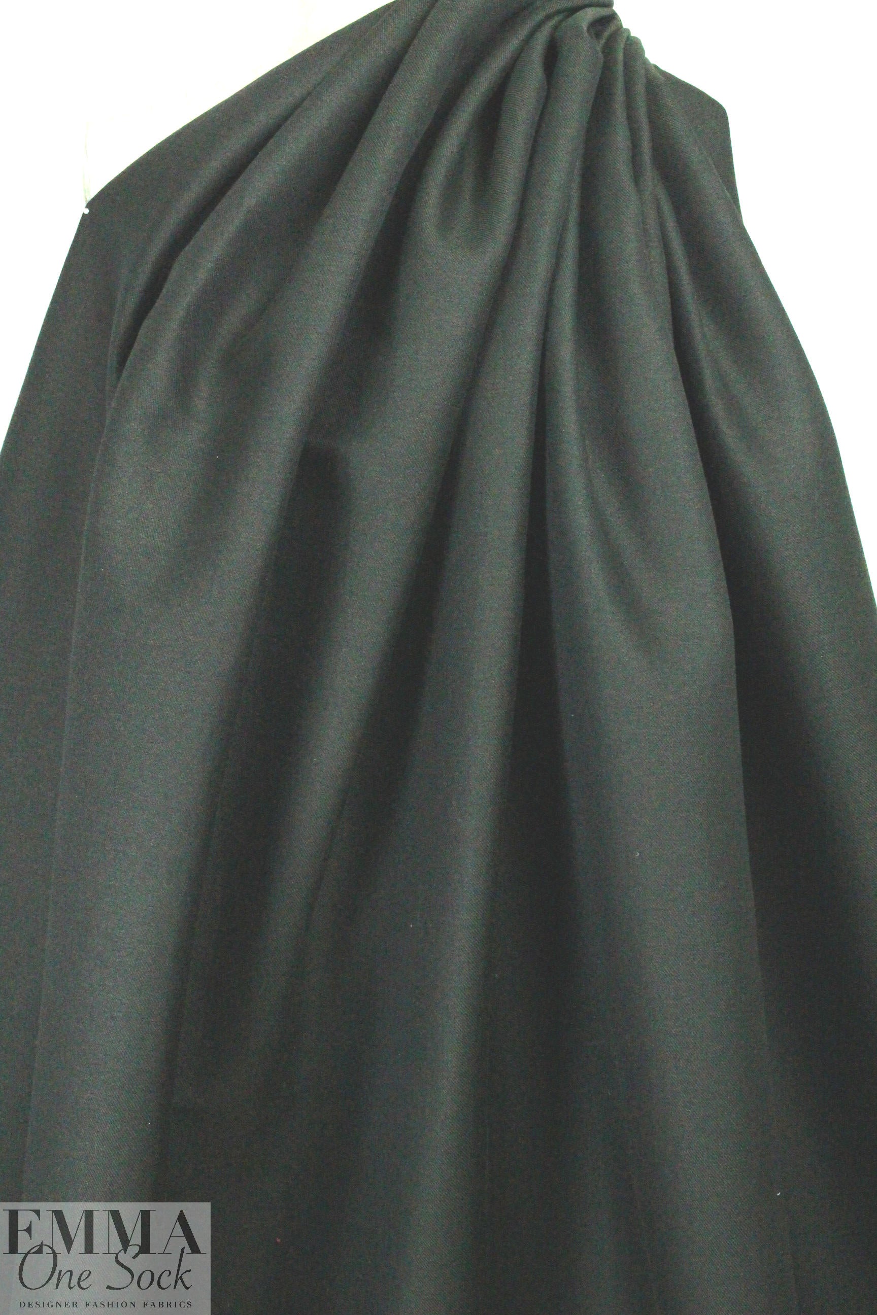Italian silk/wool/linen blend twill - midnight forest 1.375 yds