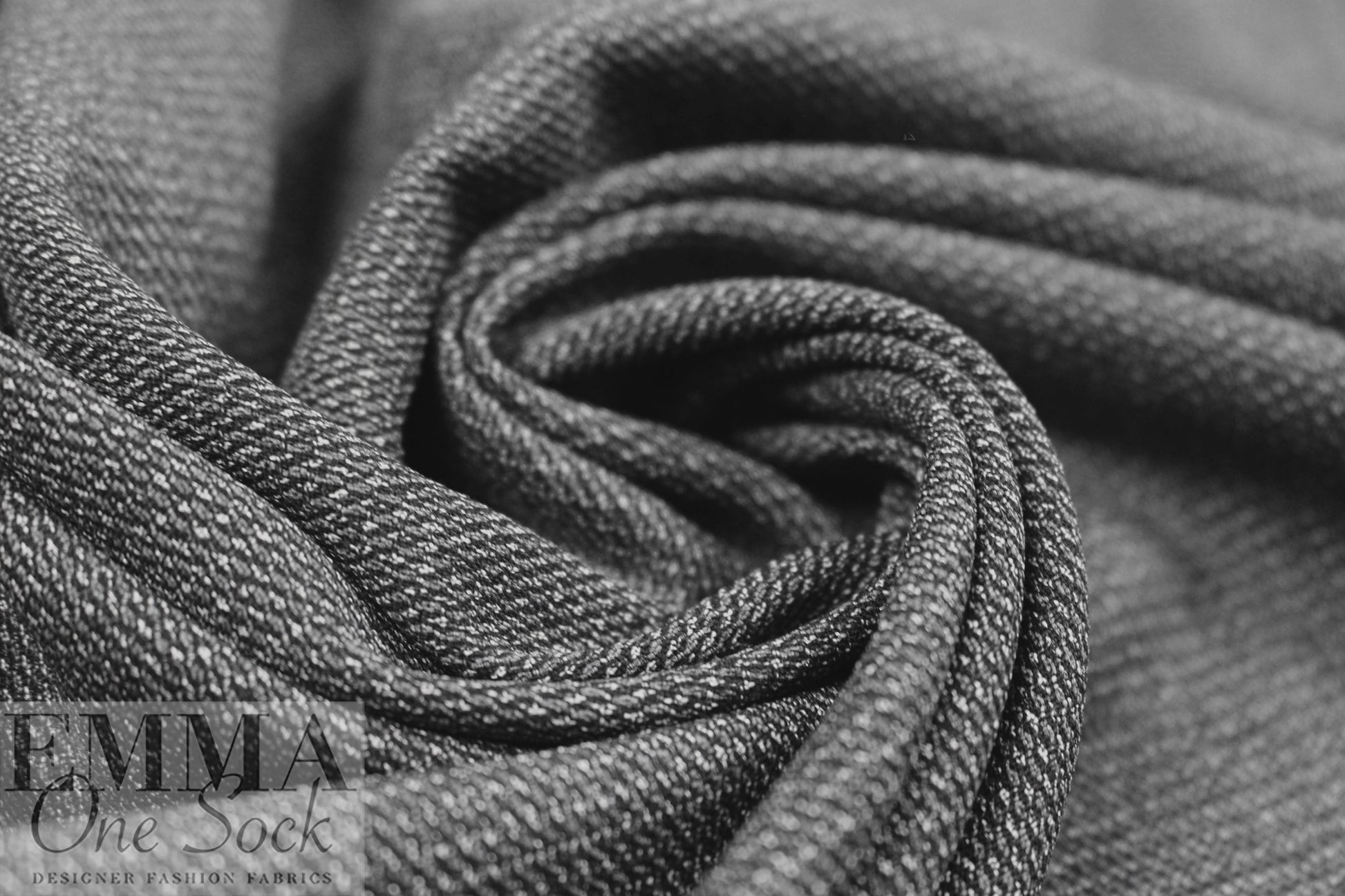 Italian fancy twill weave suiting - black/gray/silver 1.625 yds