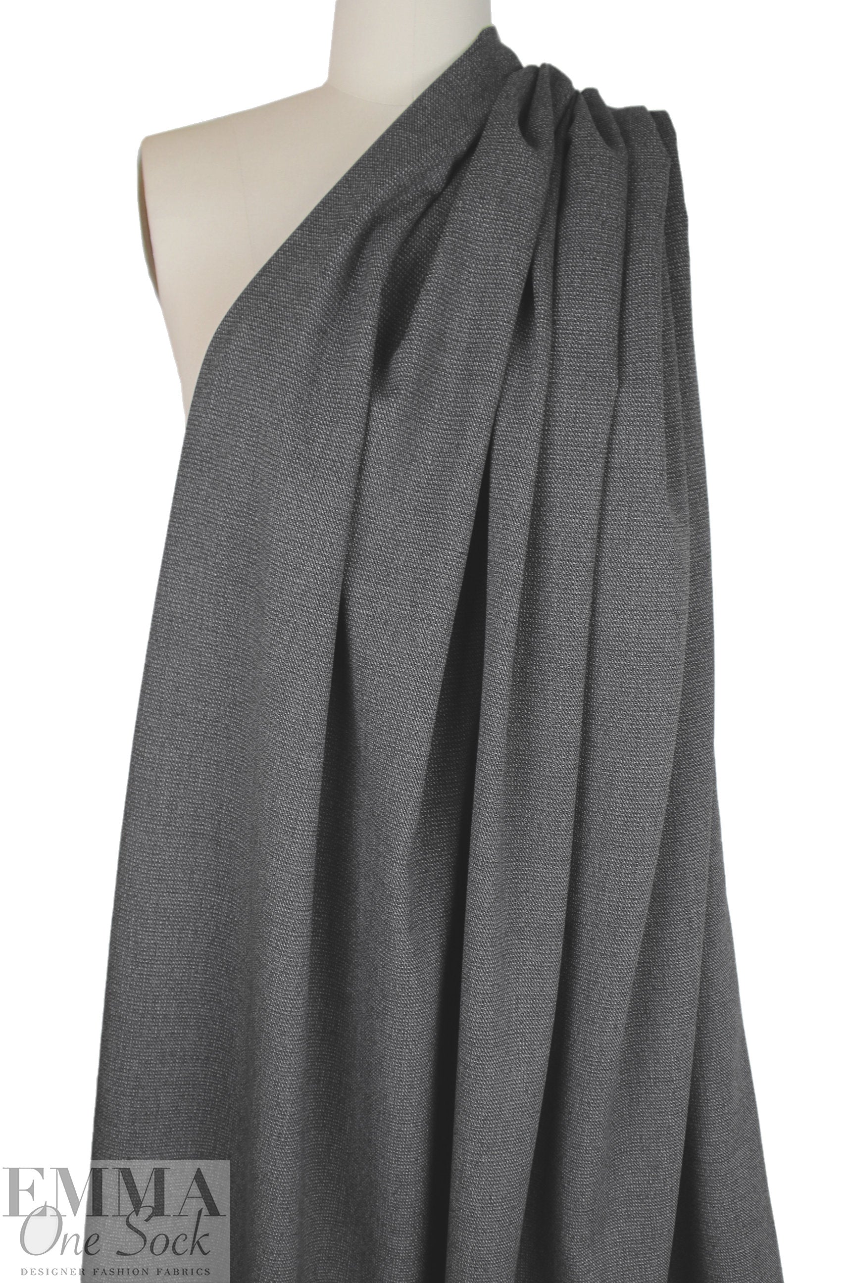 Italian fancy twill weave suiting - black/gray/silver 1.875 yd