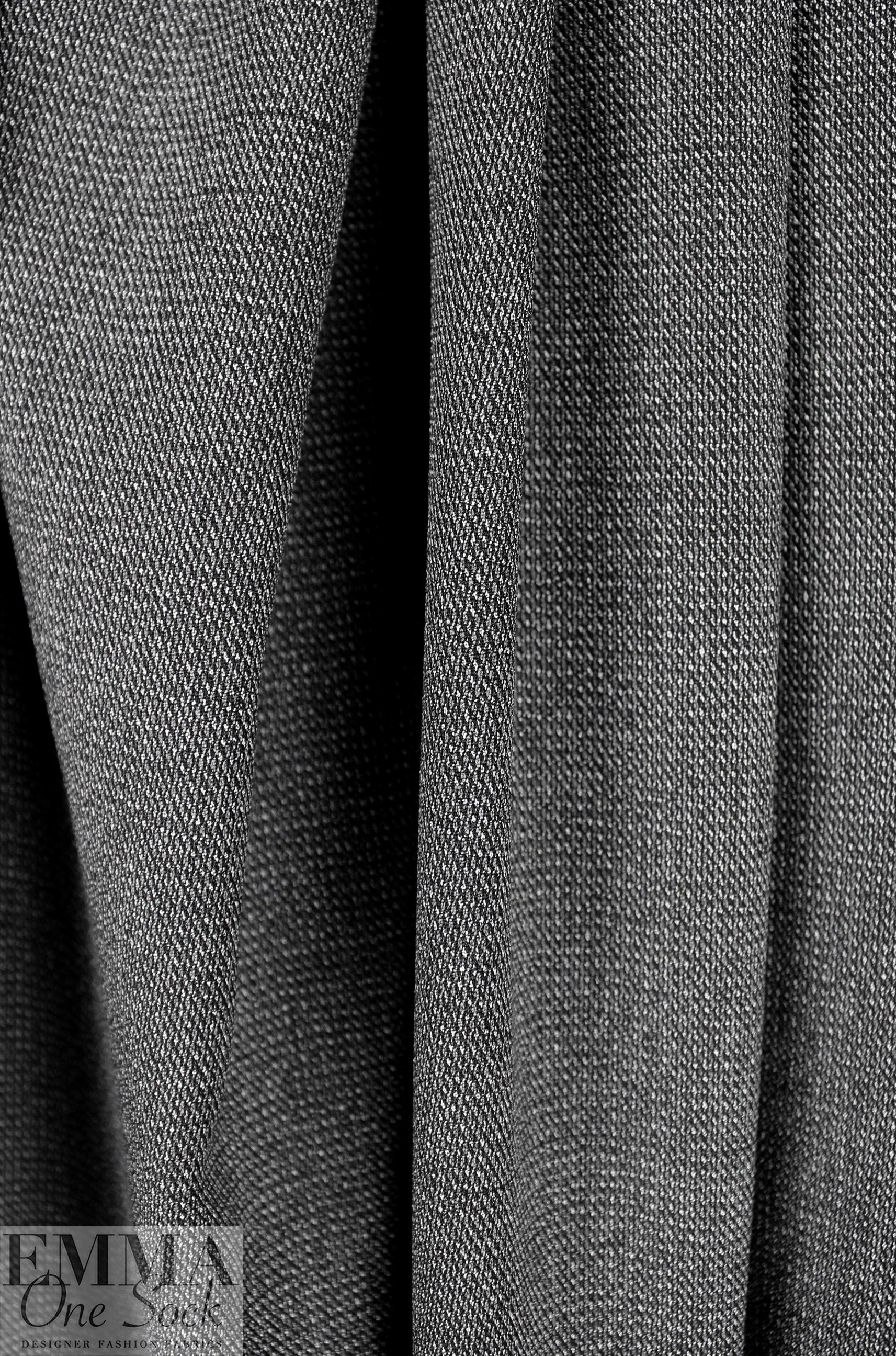 Italian fancy twill weave suiting - black/gray/silver 1.625 yds