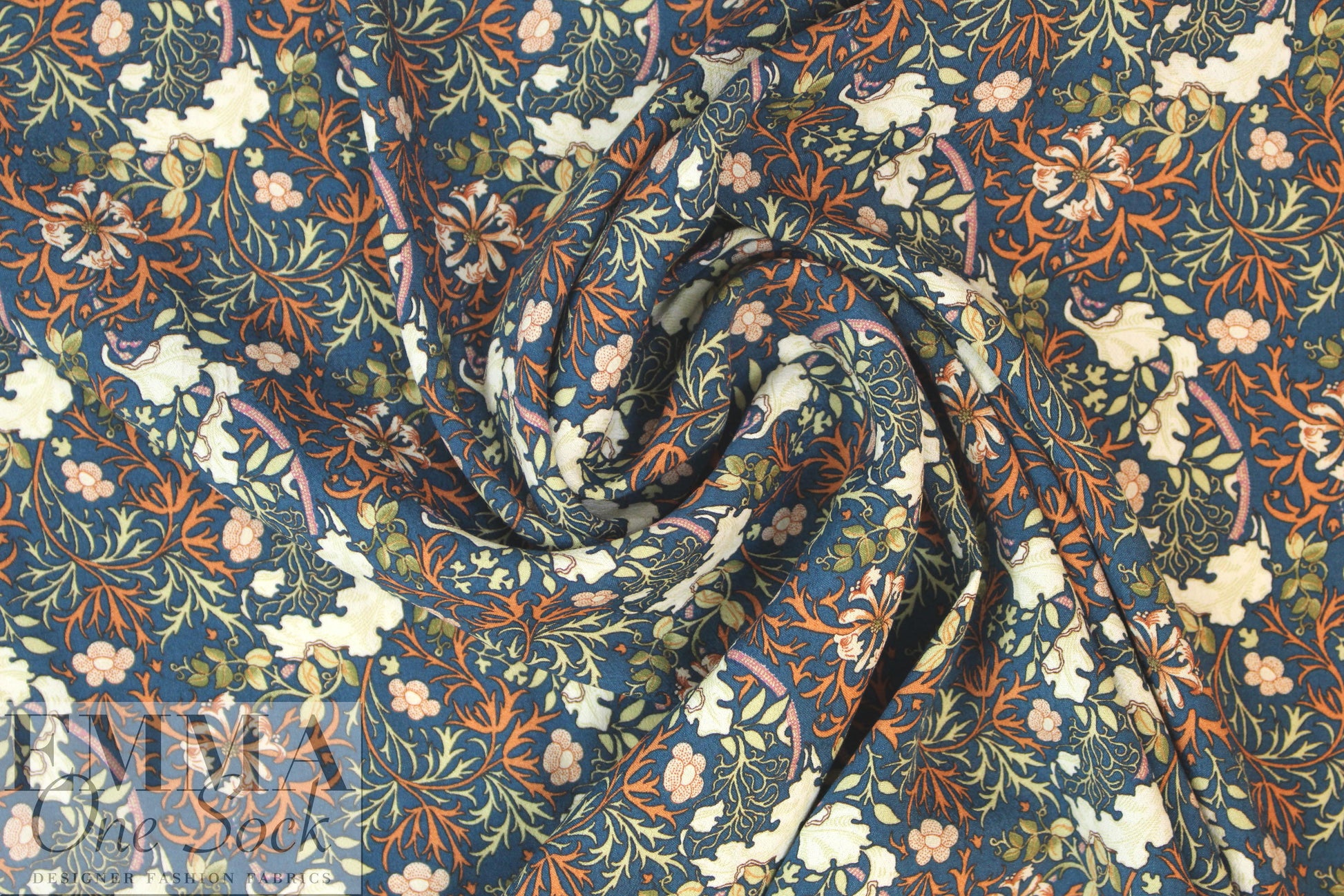 Italian autumn floral drapey viscose crepe woven