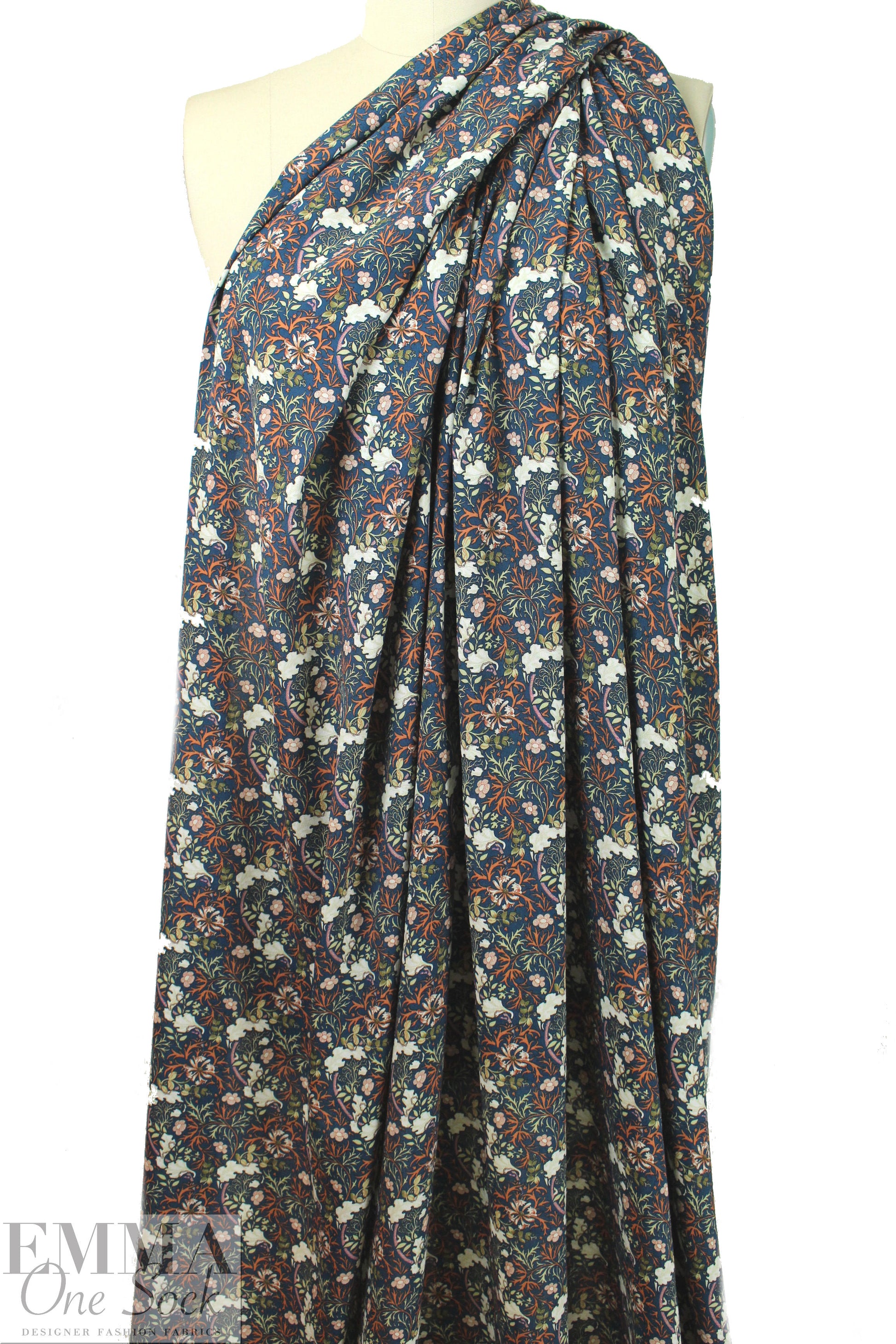 Italian autumn floral drapey viscose crepe woven 1.25 yds