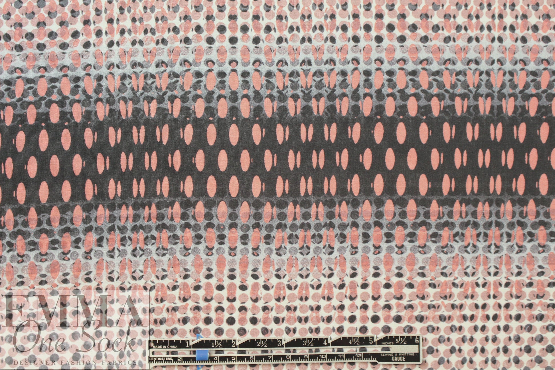 Italian 'dotty ombre' viscose challis - blush/gray 1.5 yds