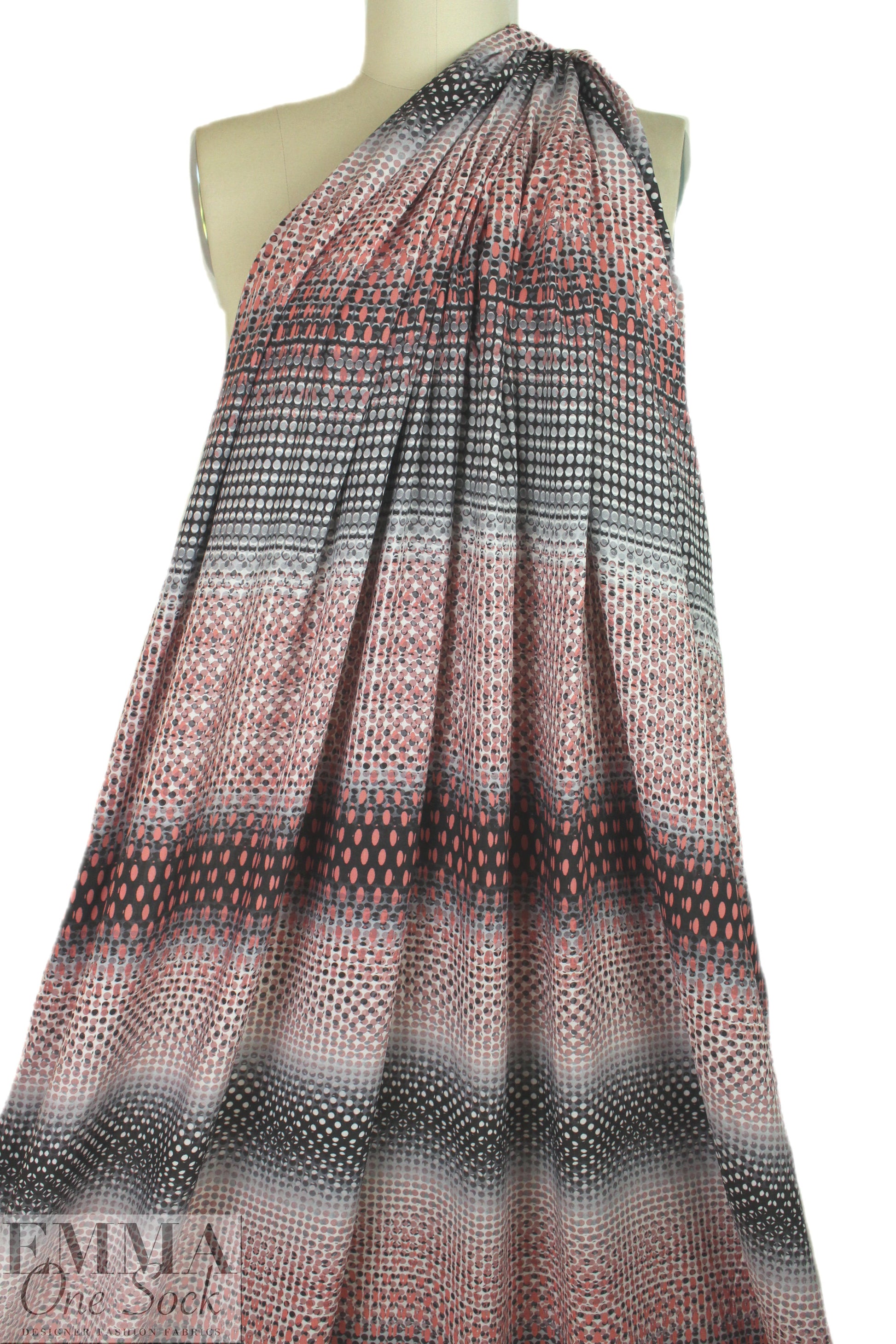 Italian 'dotty ombre' viscose challis - blush/gray 1.5 yds