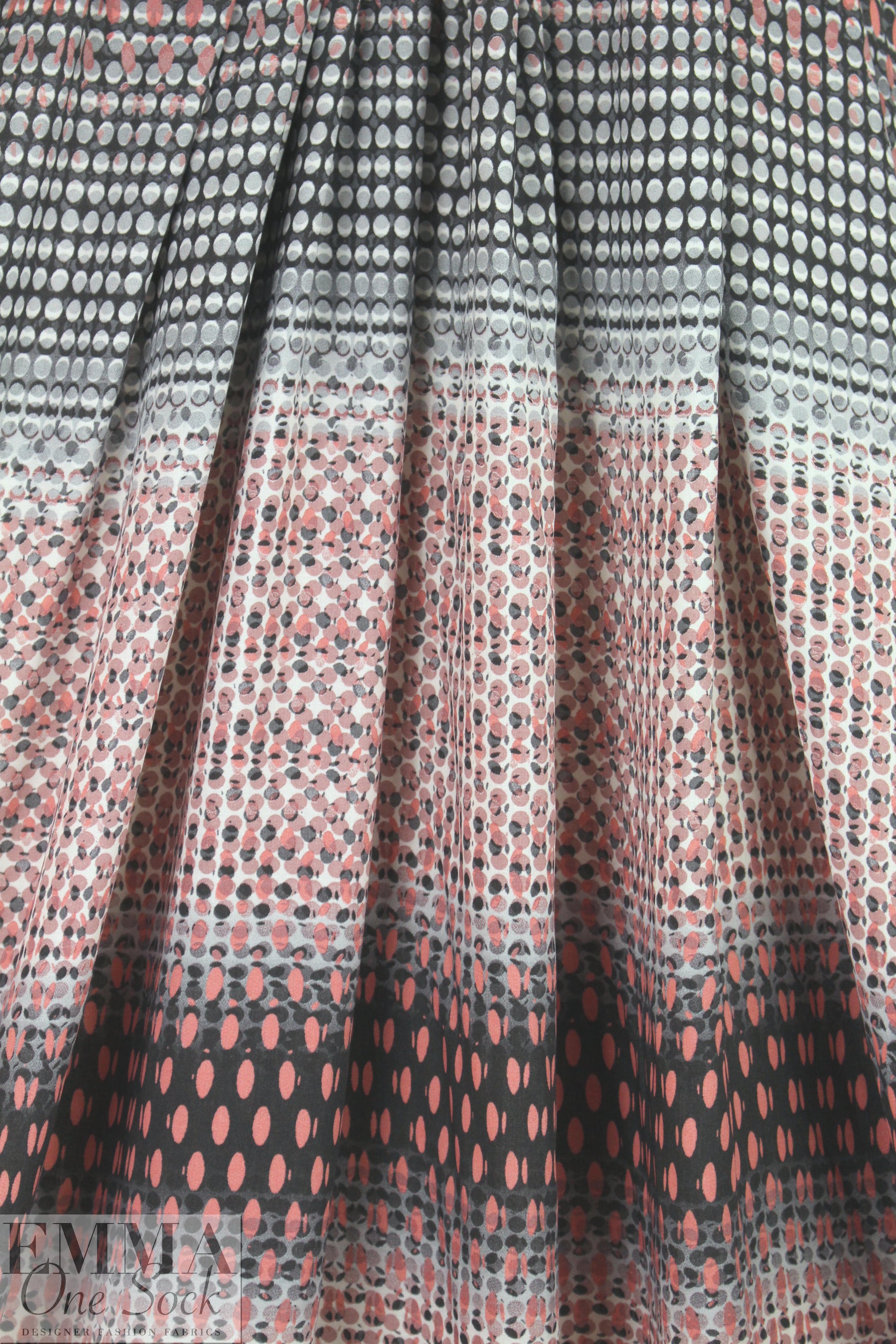 Italian 'dotty ombre' viscose challis - blush/gray 1.5 yds