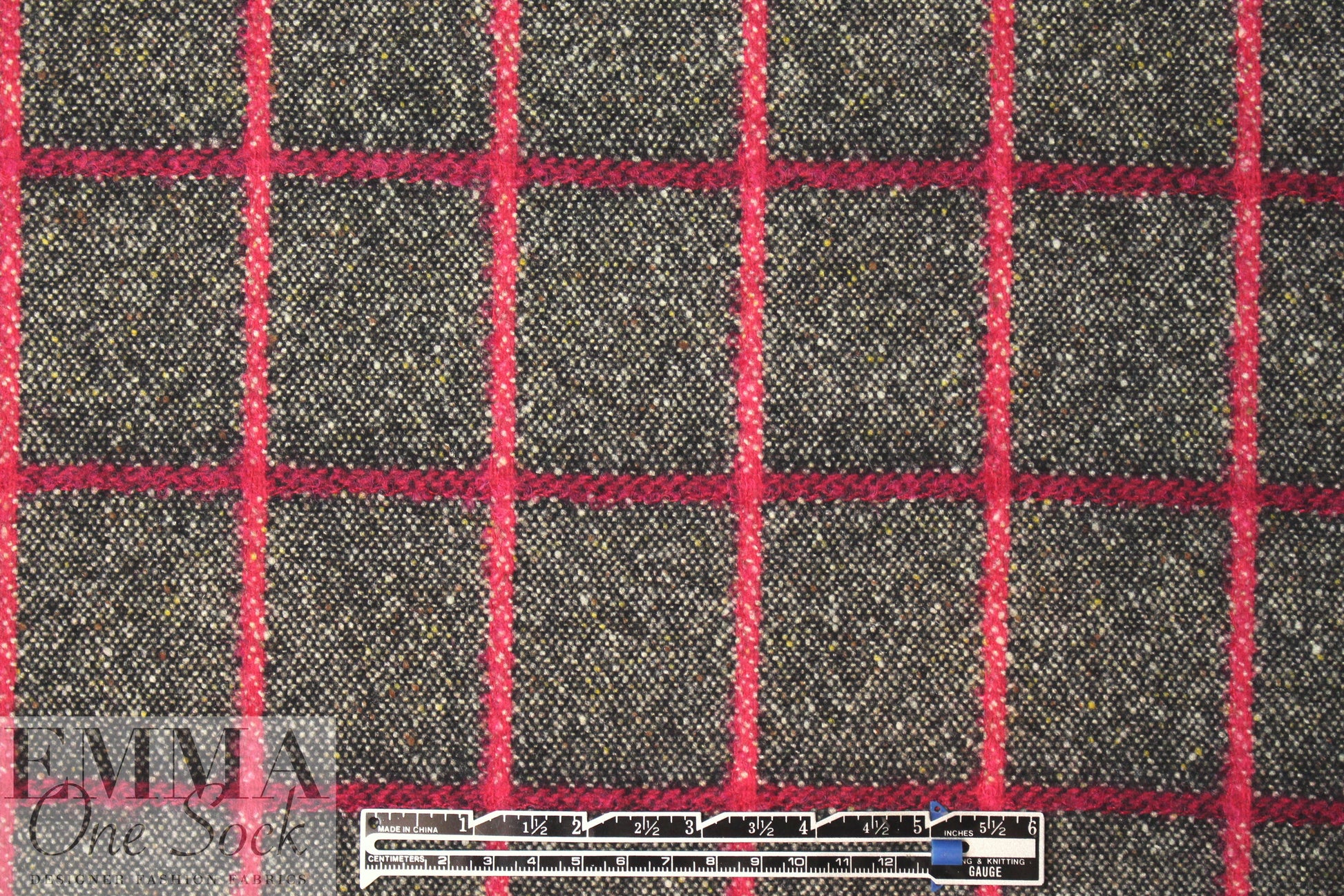 Italian wool/silk/mohair windowpane plaid suiting
