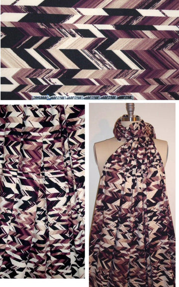 NY designer plum graphic chevron ITY knit