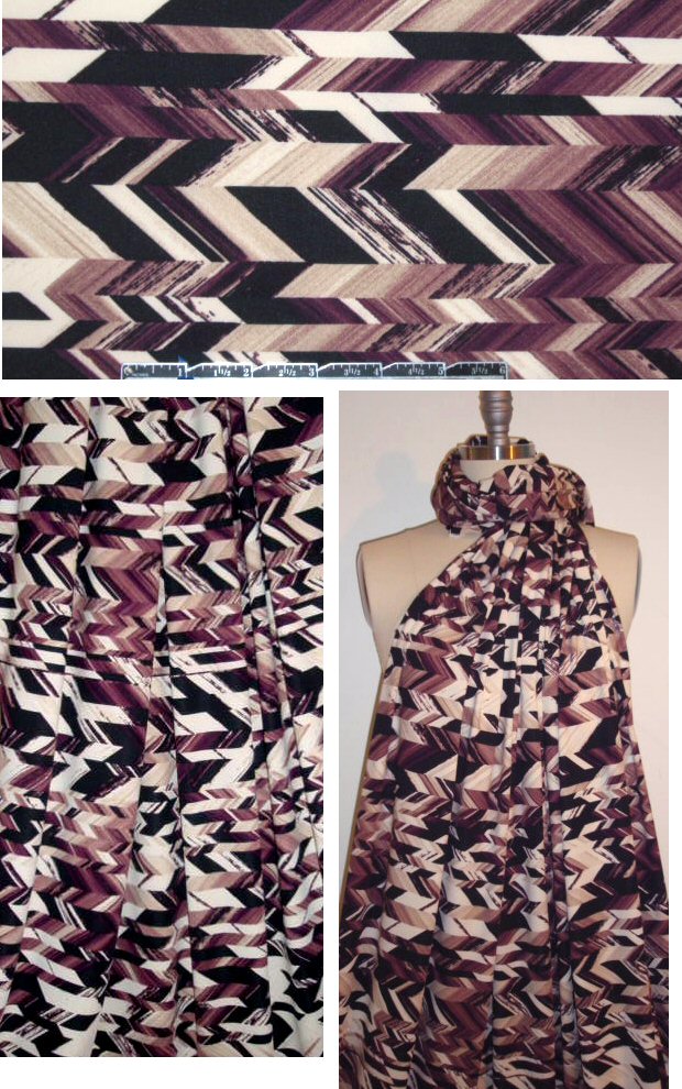 NY designer plum graphic chevron ITY knit 1 yard