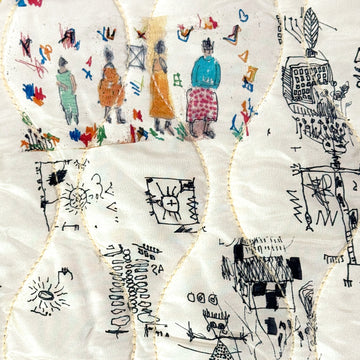 Johnny W@s 'quirky story' SILK quilted jacketwear .75 yds