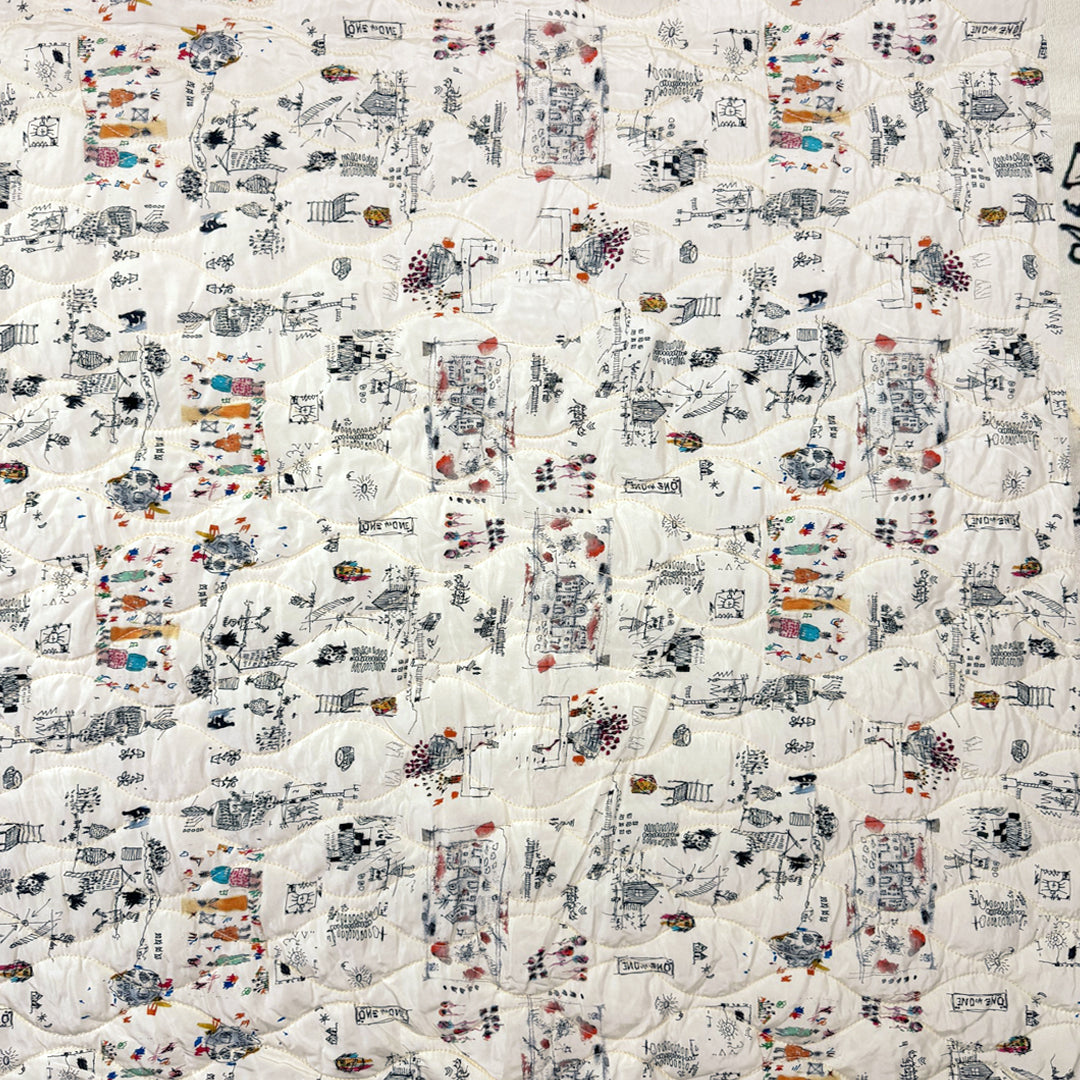 Johnny W@s 'quirky story' SILK quilted jacketwear .75 yds
