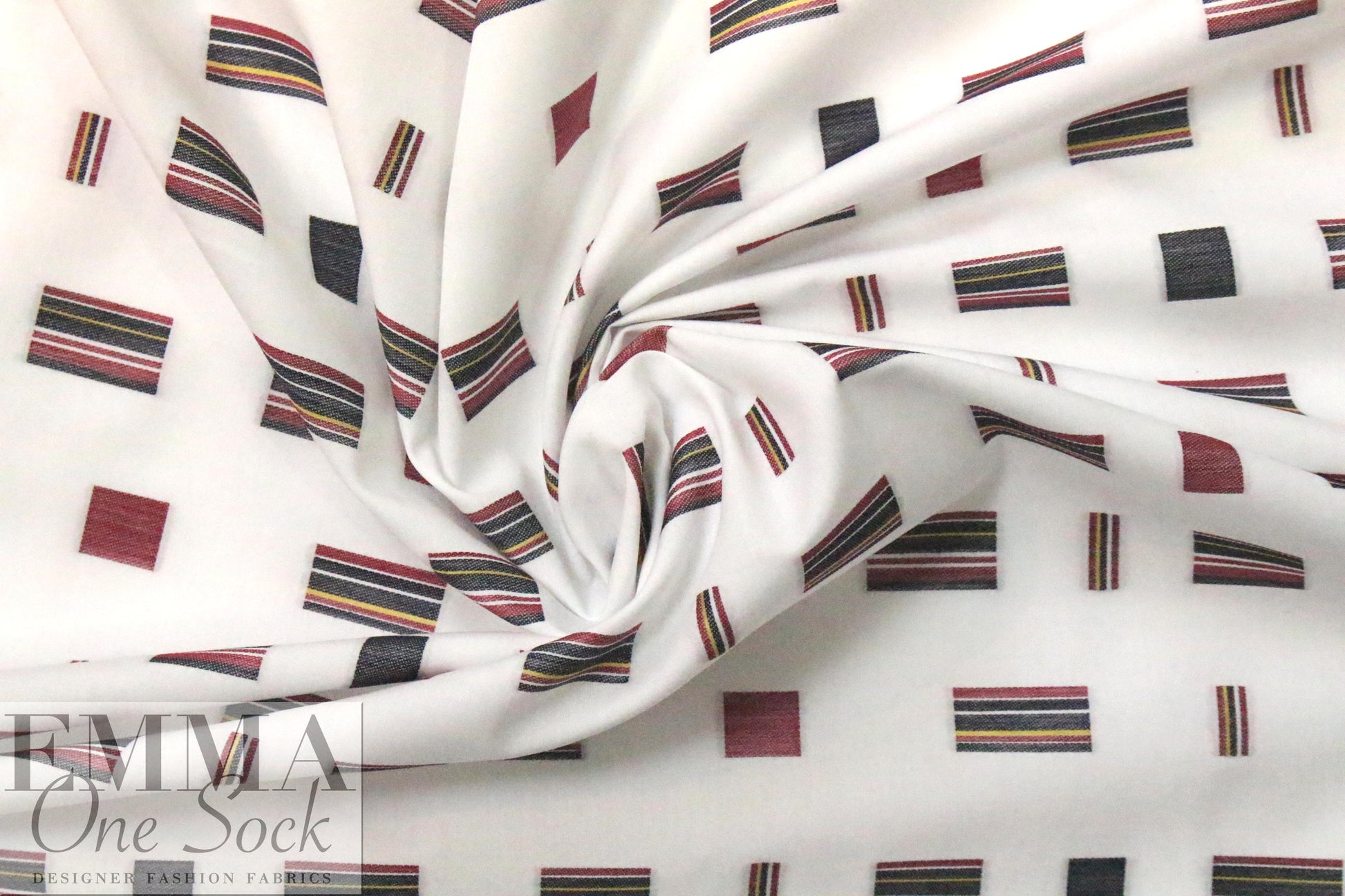 Italian rectangle stripe jacquard yarn-dyed cotton shirting