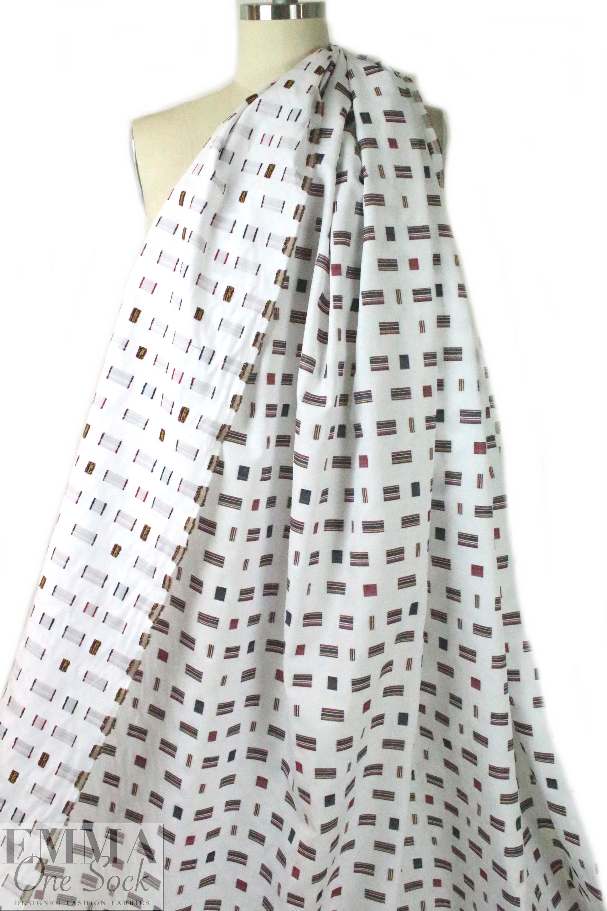 Italian rectangle stripe jacquard yarn-dyed cotton shirting