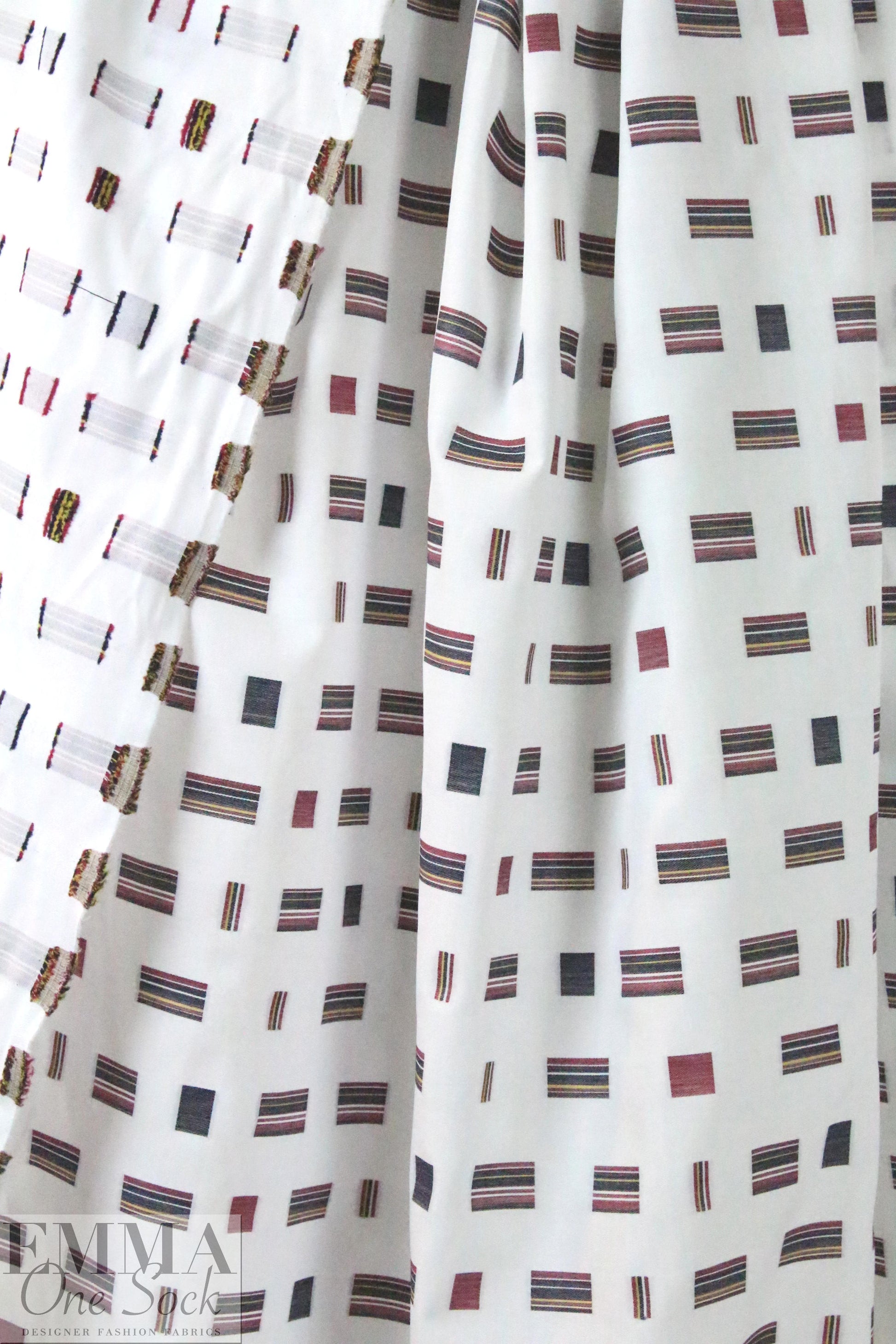 Italian rectangle stripe jacquard yarn-dyed cotton shirting