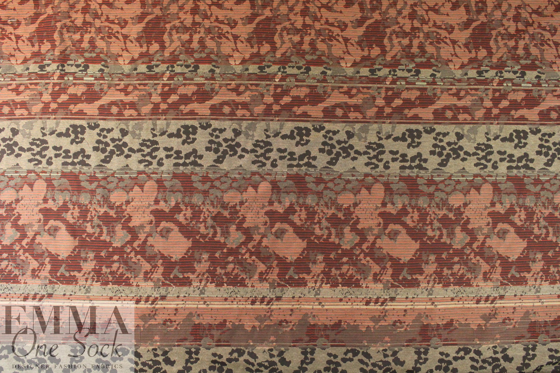 French brick/espresso stripey graphic cotton jacquard 1.625 yds