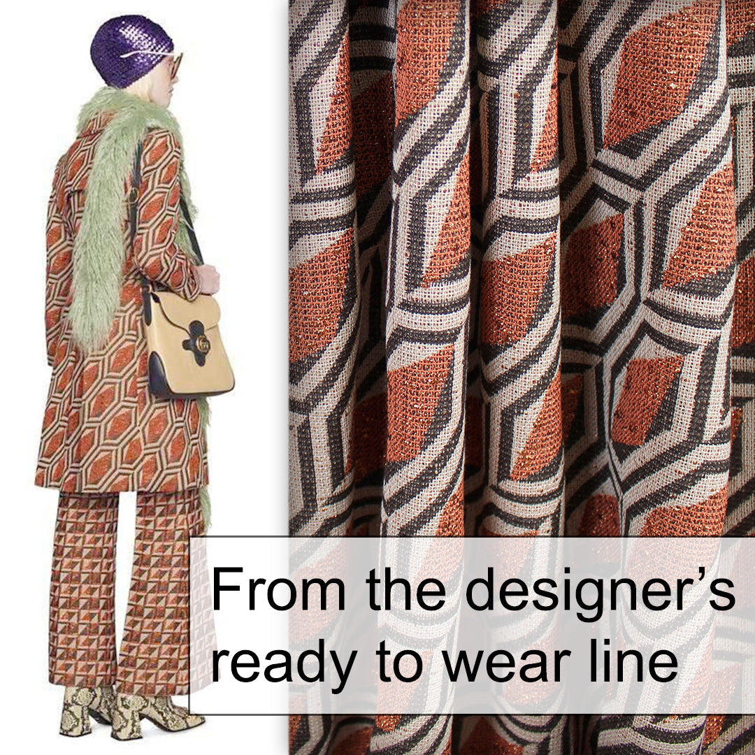 Gucc! vintage geometric metallic jacquard suiting 1 yard